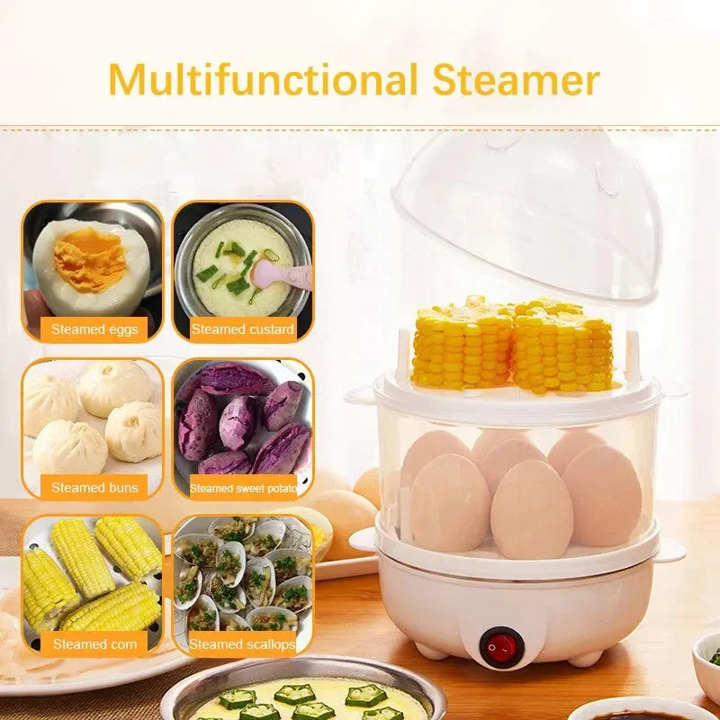 VV Multifunctional Electric Egg Boiler Double Layers Egg Cooker Mini Steamer Poacher Kitchen Cooking Breakfast Machine