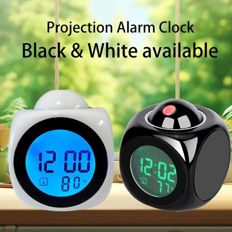 Portable LCD digital projection alarm clock LCD screen display living room bedroom projection alarm clock home decoration