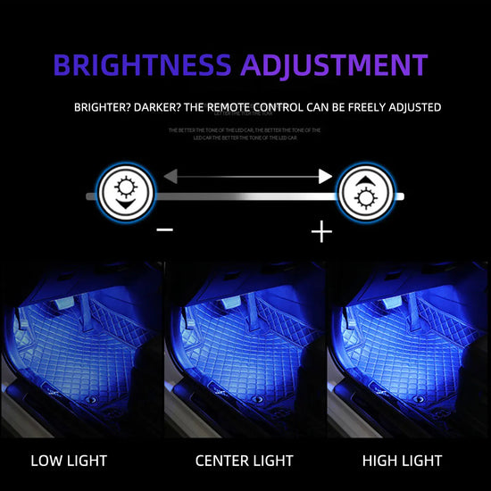 4-in-1 RGB LED Foot Lights – App & Remote Control Car & Motorcycle Interior Lighting