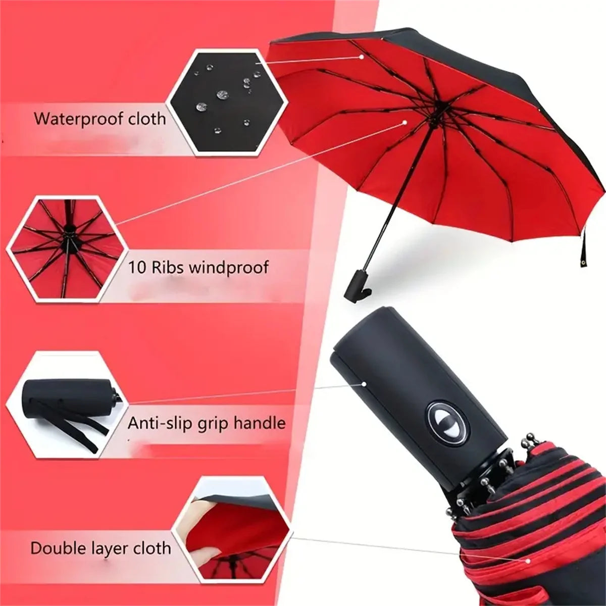 Piece Automatic Folding Umbrella Large Double-Layer Portable Umbrella and Parasol Essential Travel Supplies for Outdoor Use Perfect Valentines Day Gift