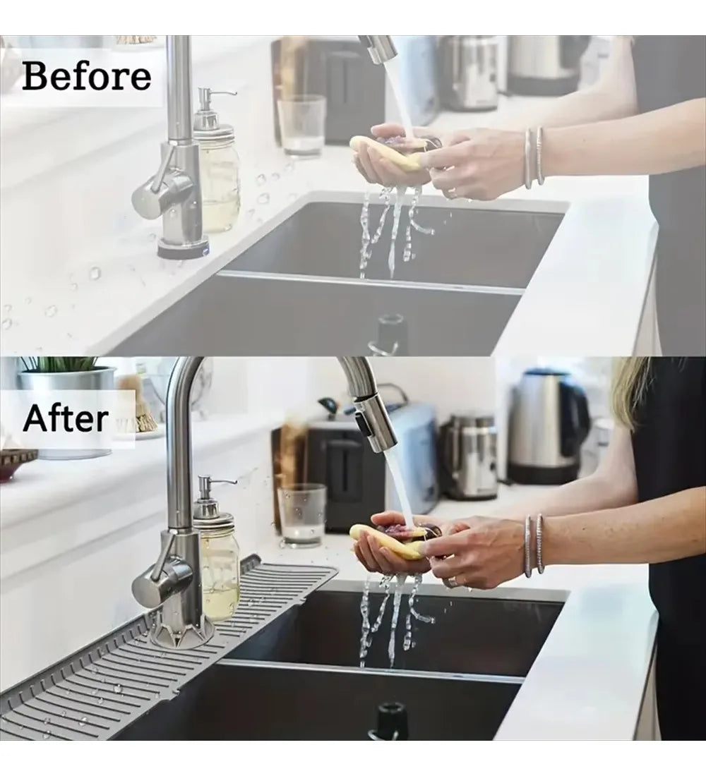 pc Kitchen Silicone Faucet Mat Water Ripples Faucet Water Catcher Mat Large Sink Splash Pad Bathroom Countertop Protector