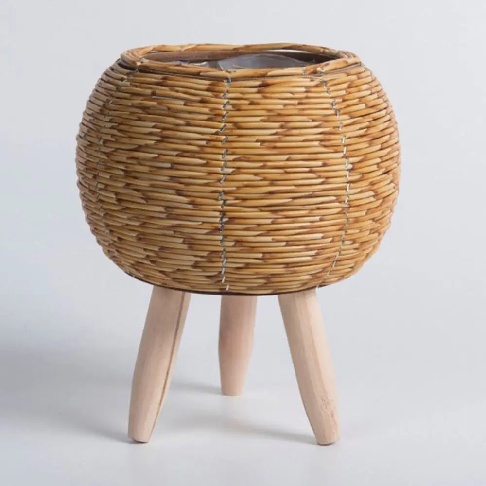 Fashion Rattan Woven Flower Pot Creative Flower Planters With Removable Legs Durable Hand Wove Plant Stand - Zecs shopping