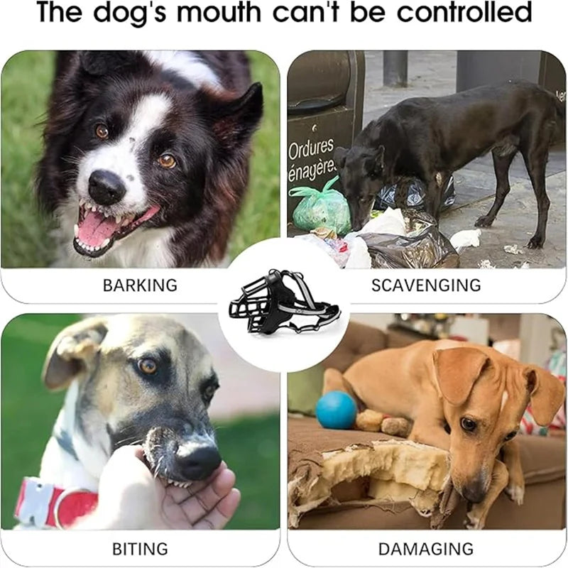Reflect Light Dog Mouth Guard Cover Comfy Breathable Basket Muzzle Against Biting Barking Dog Mask Anti-barking Muzzle For Pets - Zecs shopping