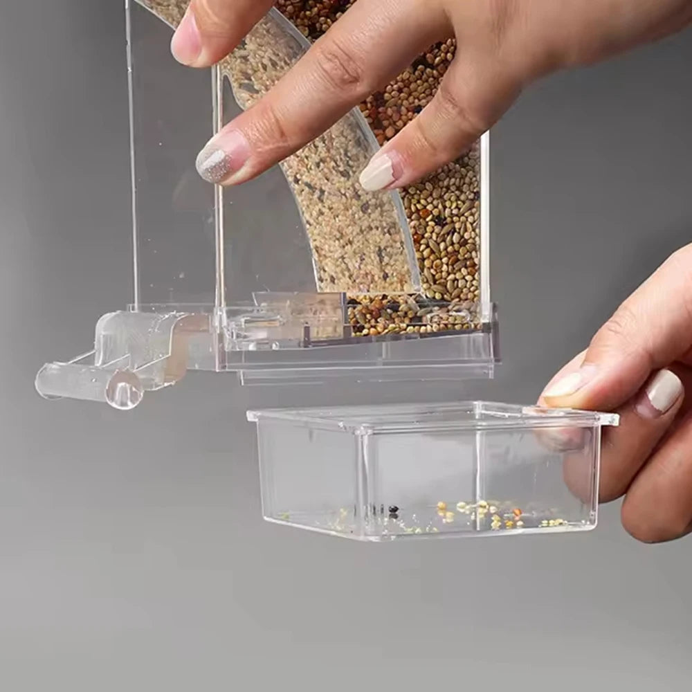 1PC Parrot Feeder Anti-Spill Transparent Bird Food Box Clear Feeding Device for Parrots Durable Bird Feeding Box - Zecs shopping