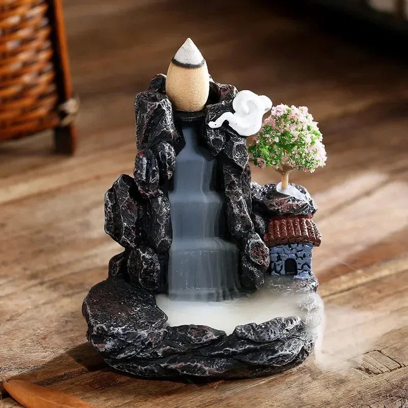 Incense Burner Mountains River Waterfall Fragrance Fireplace Backflow Aroma Smoke Zen Censer Holder Decoration for Home - Zecs shopping