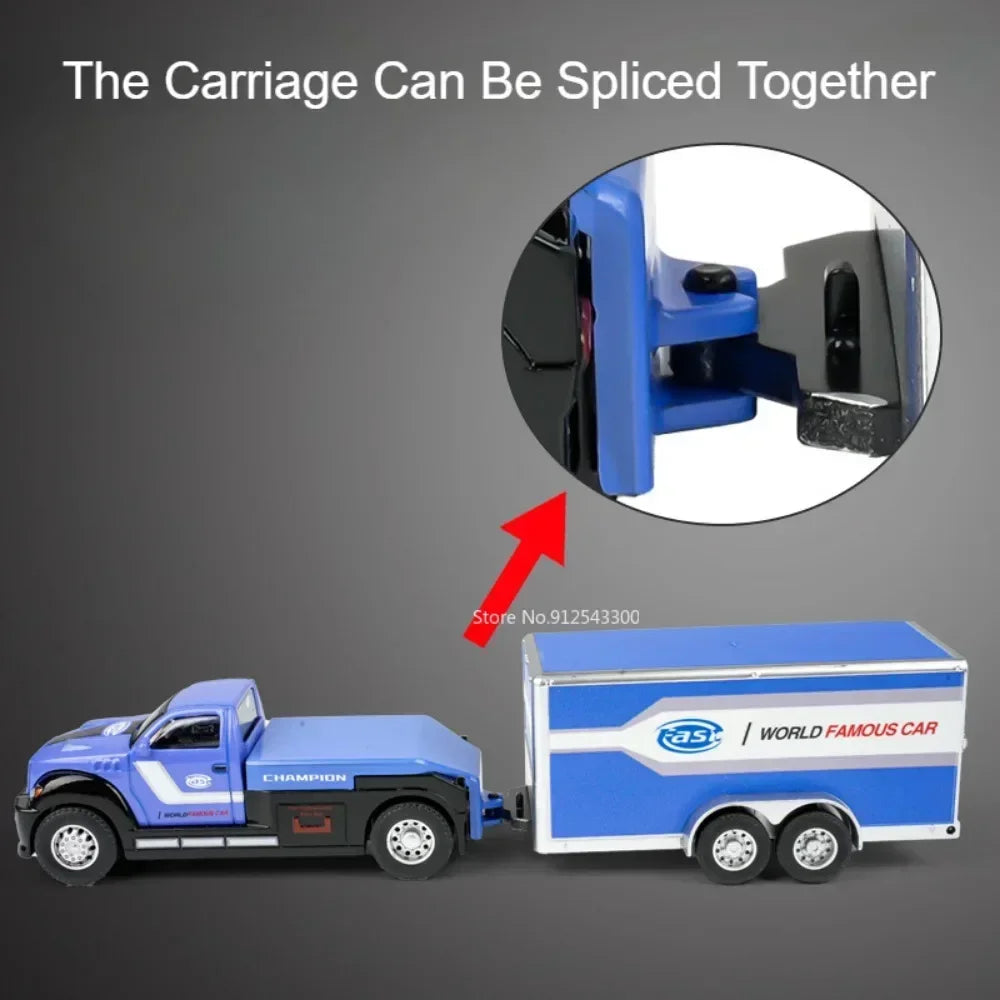 Alloy Container Trailer Pull-Back Diecast Rescue & Engineering Toy for Kids