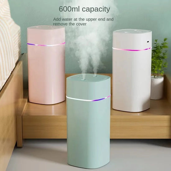 Dual-Nozzle USB Humidifier – Ultra Quiet Super Mist Air Moisturizer for Car & Home