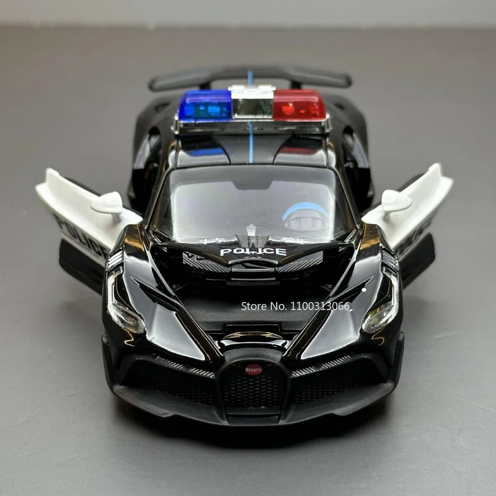 Bugatti Police Supercar 🚓💨 | Alloy Toy with Lights & Sound