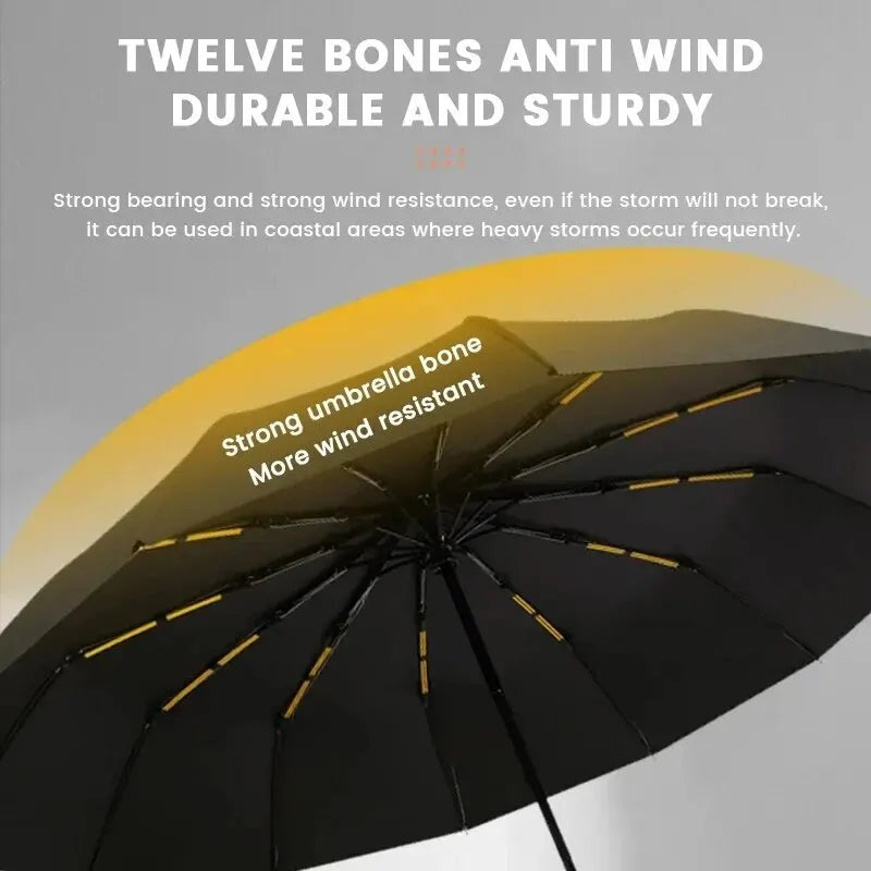 Bone Black Glue Fully Automatic Umbrella With Thick And Durable Keel Three Fold Umbrella UV Resistant Folding Umbrella