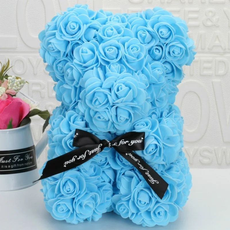 Romantic Valentine's DayCreative Eternal Flower Rose Bear Christmas Gift Rose Bear Hug Bear Wedding  Flower Decoration Gift - Zecs shopping
