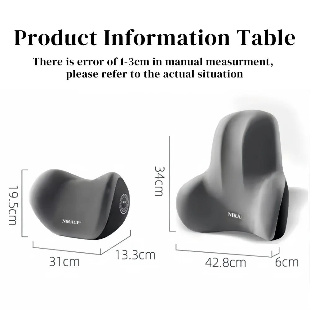 Memory Foam Car Neck & Lumbar Pillow Breathable Headrest & Back Support