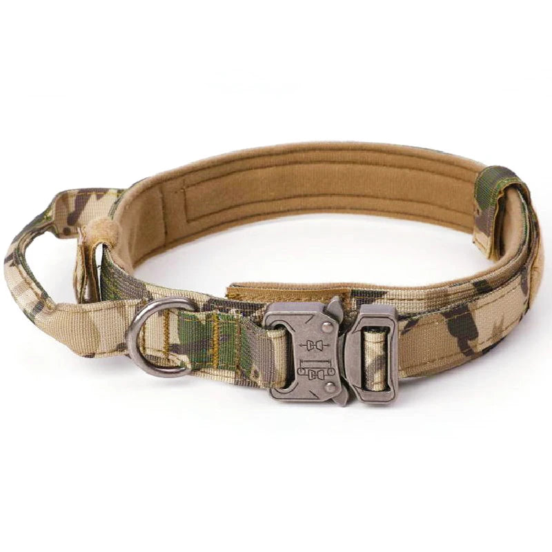 Tactical Military Dog Collar Adjustable Nylon Dog Collar with Control Handle and Metal Buckle for Medium and Large Dogs - Zecs shopping