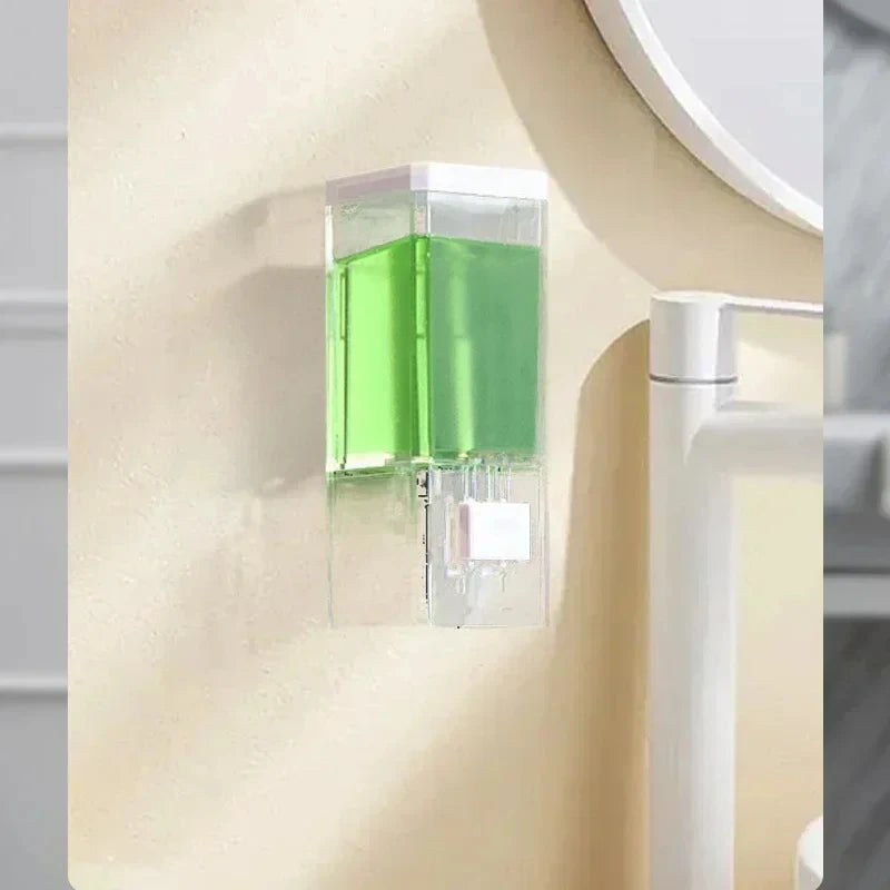 Non Perforated Manual Press Soap Dispenser Wall Mounted Traceless Disinfectant Bottle Bathroom Transparent Soap Dispenser