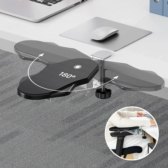 BEISHI Ergonomic Desk Arm Rest – Adjustable Wrist Support with Rotating Mouse Pad Holder