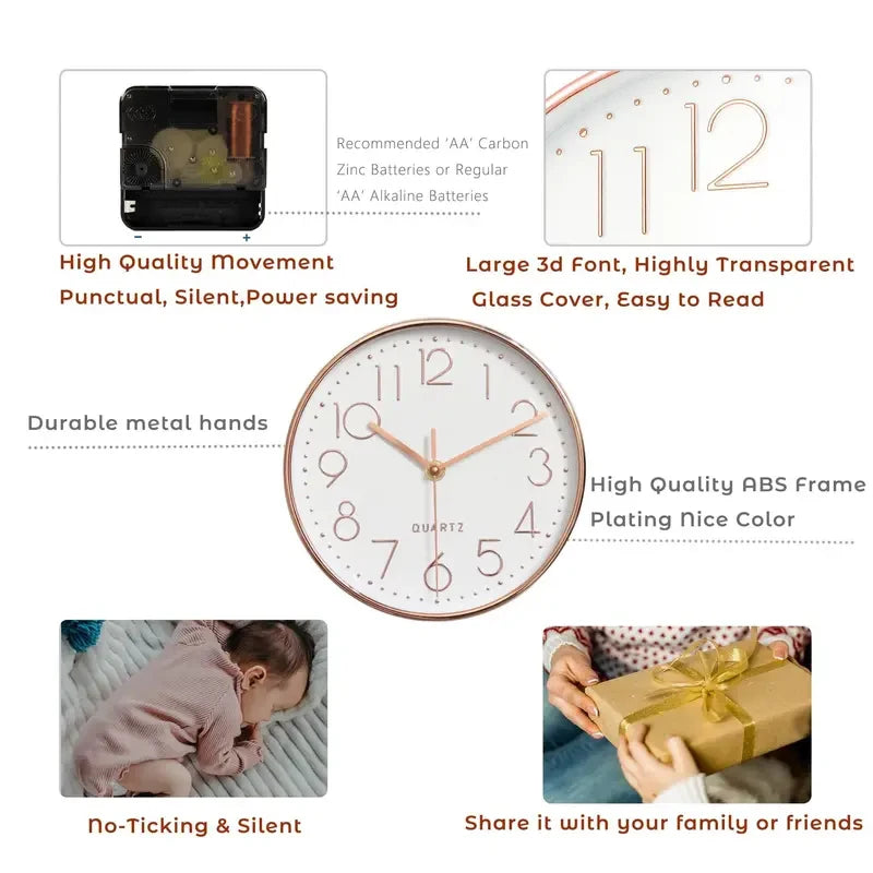8 Inch Mute Quartz Wall Clock Cubic Digital Clock Living Room Bedroom Wall Clock Simple Digital Clock Home Decorations - Zecs shopping