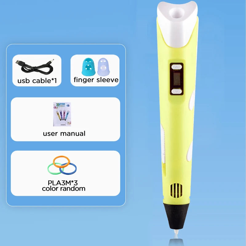 D Pen Drawing Printing Pen With LCD Screen Compatible PLA Filament Toys Safe Paiting for Children DIY Christmas Birthday Gift