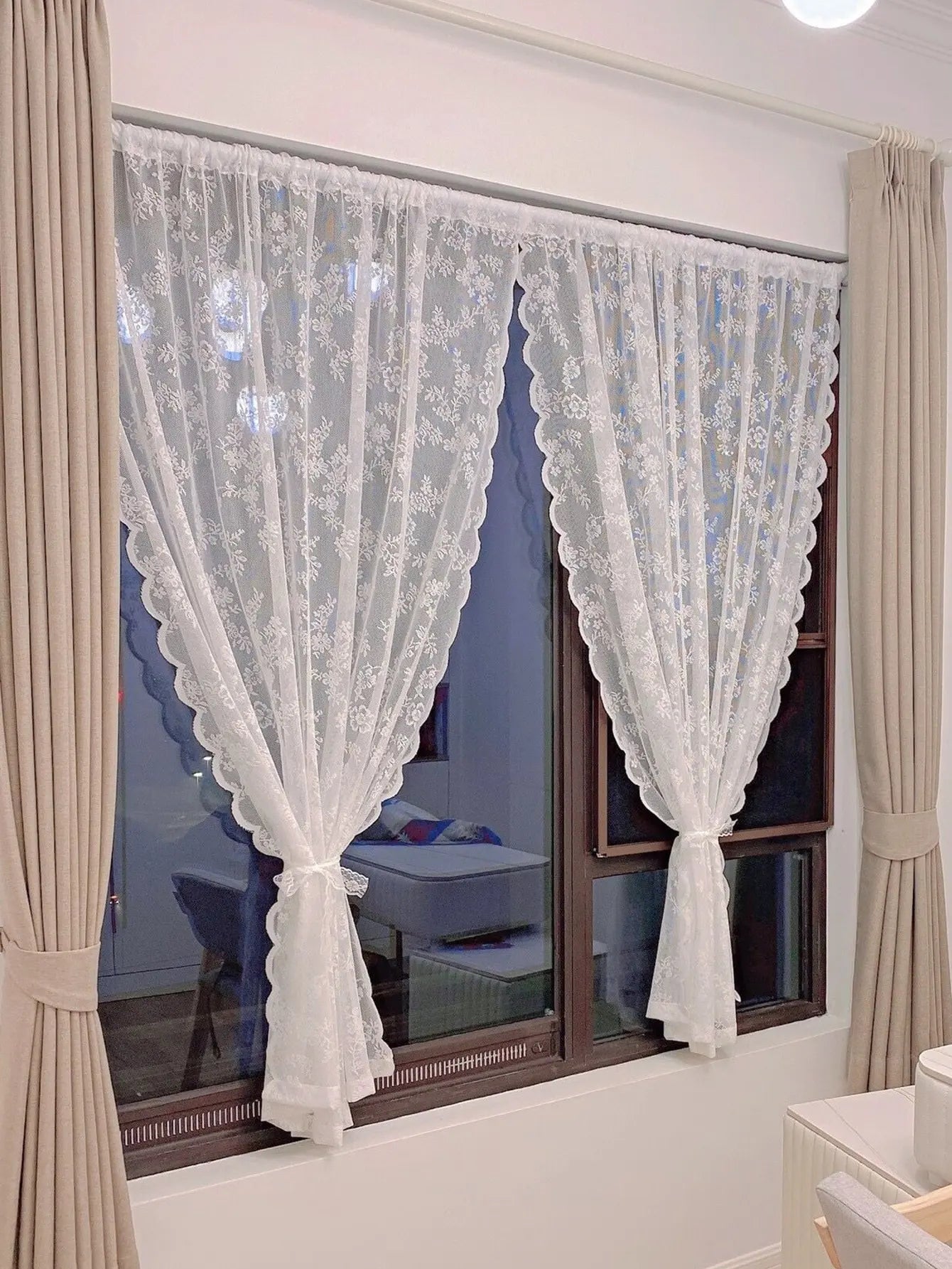 Floral Lace Sheer Rod Pocket Curtain Panel - Zecs shopping
