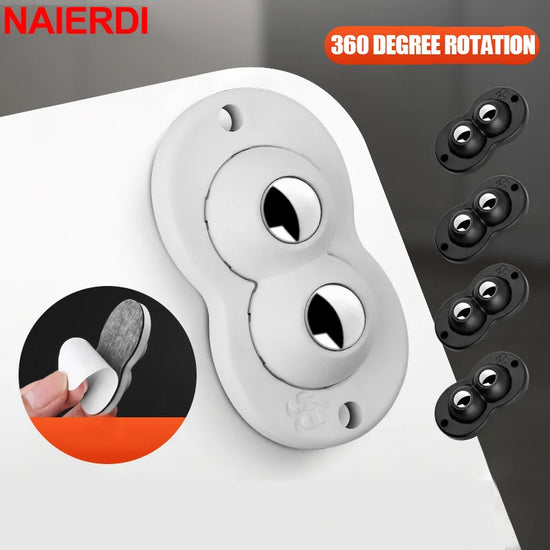 Self-Adhesive Mini Caster Wheels – Universal Rotating Wheels for Storage Boxes & Small Appliances