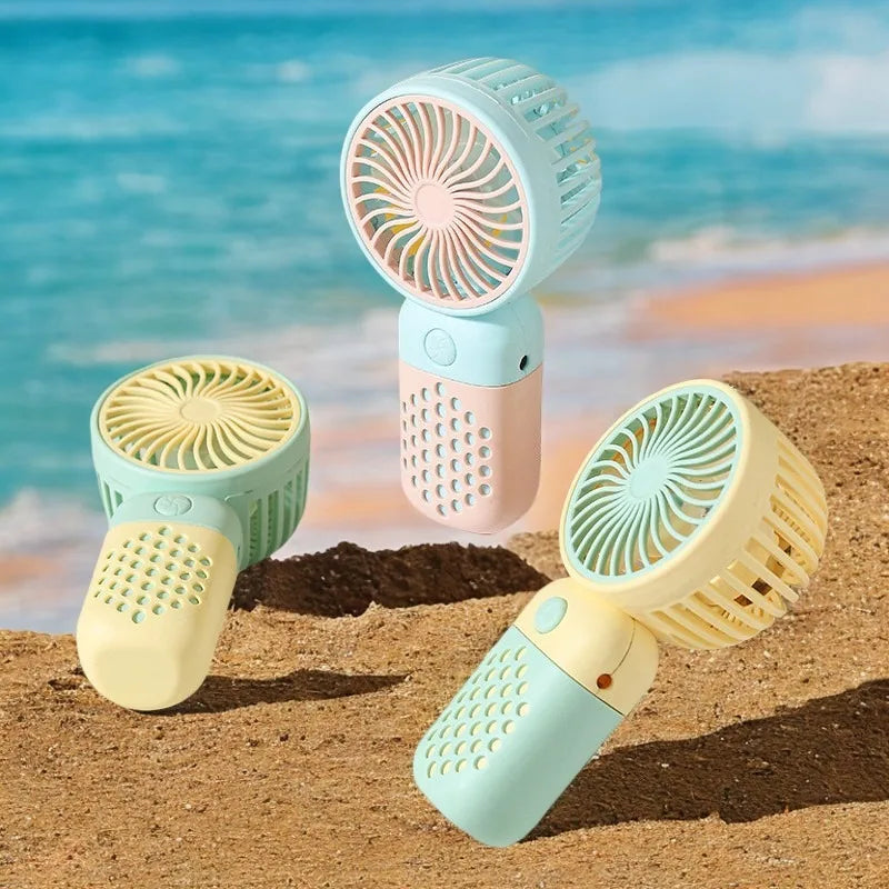 New Cartoon Cute Mini USB Handheld Charging Fan - Portable Pocket-Sized for Home Outdoor Office & Student Dorm Use