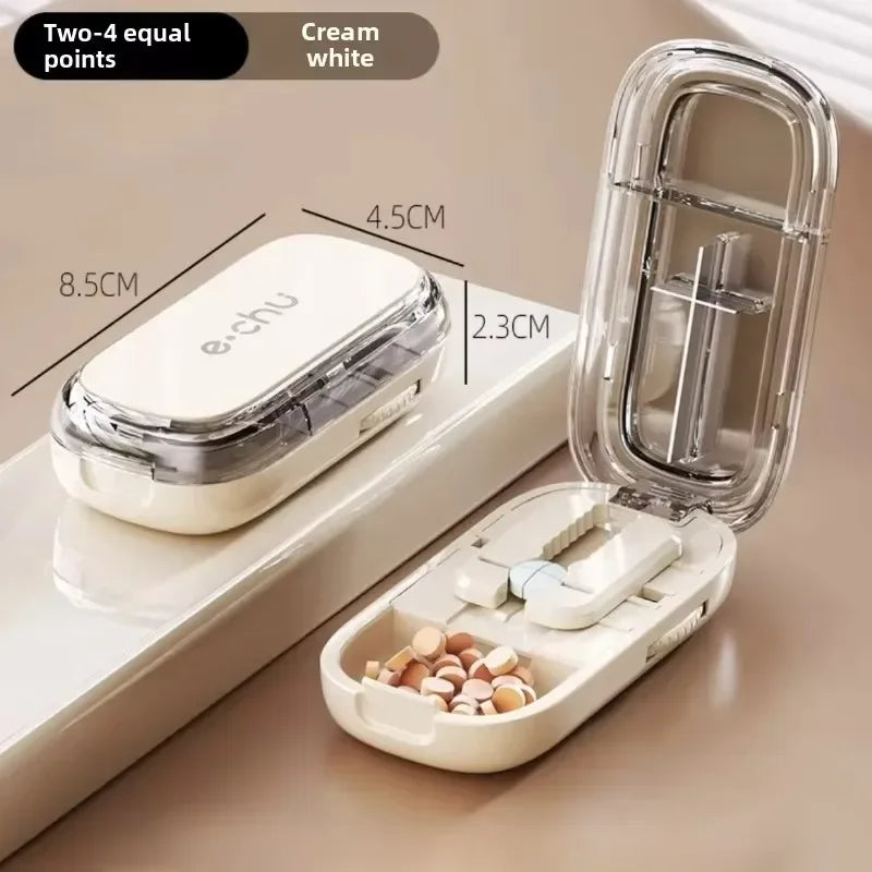 Adjustable Pill Cutter & Storage Box Portable Medicine Organizer & Crusher