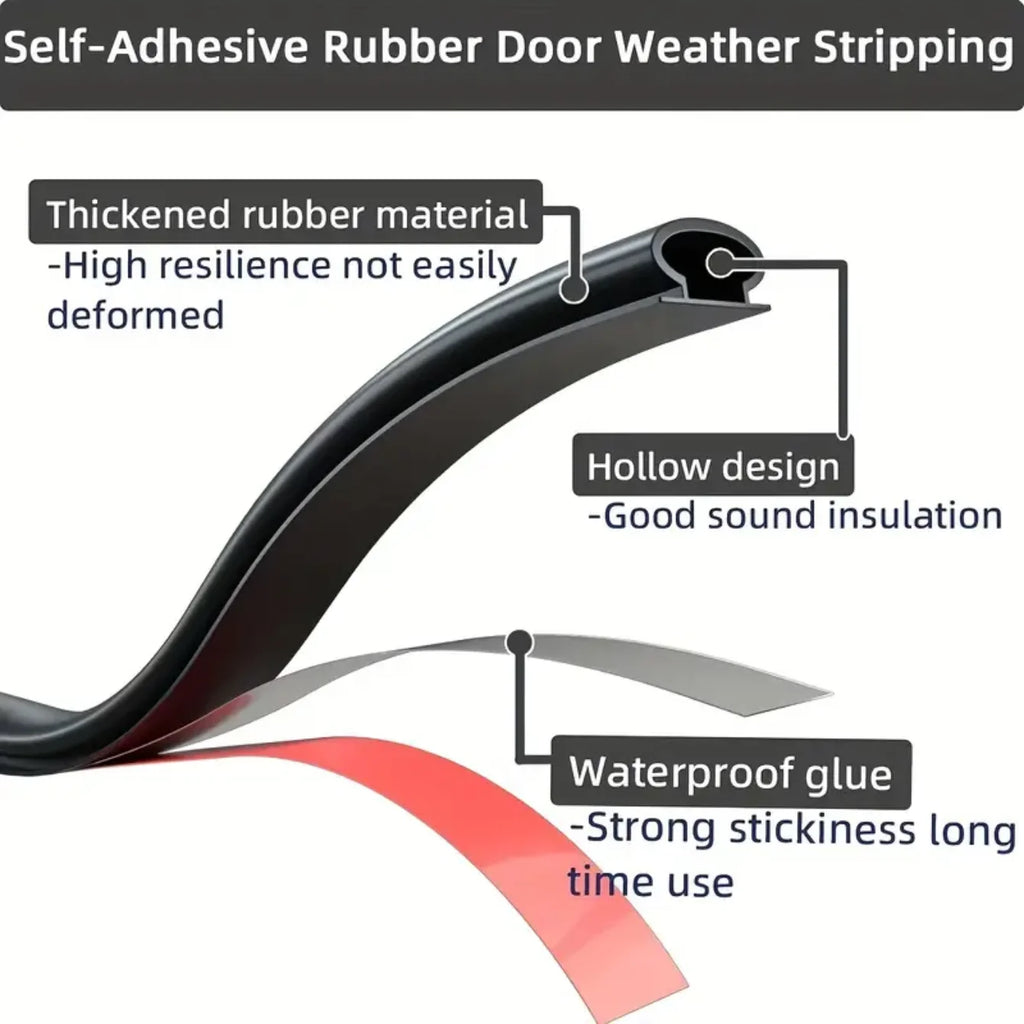 pc Weather Stripping Door Seal Window And Door Door Seal Strip Soundproofing Self-Adhesive Backing D-Shape Door Weather Strip