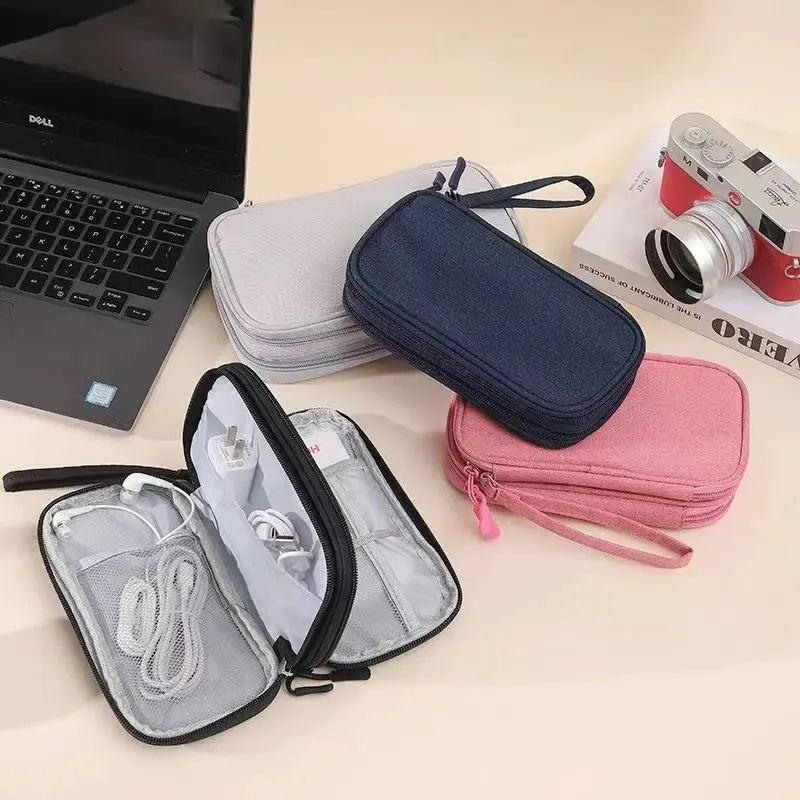 Portable Double Layer Travel Portable Digital Product Storage Bag USB Data Cable Manager Earphones Mobile Power Storage Bag pcs