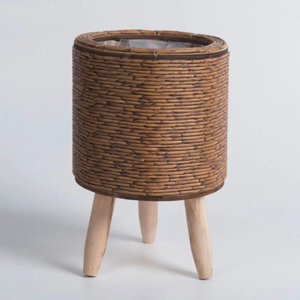 Fashion Rattan Woven Flower Pot Creative Flower Planters With Removable Legs Durable Hand Wove Plant Stand - Zecs shopping