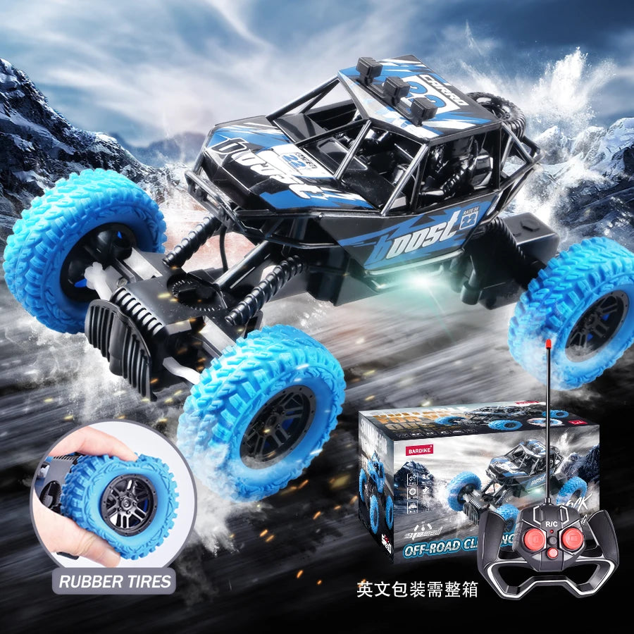 Remote Control Off-Road Car 🚙💡 Flashing Lights, Rubber Wheels – Perfect Christmas Gift for Kids 🎄