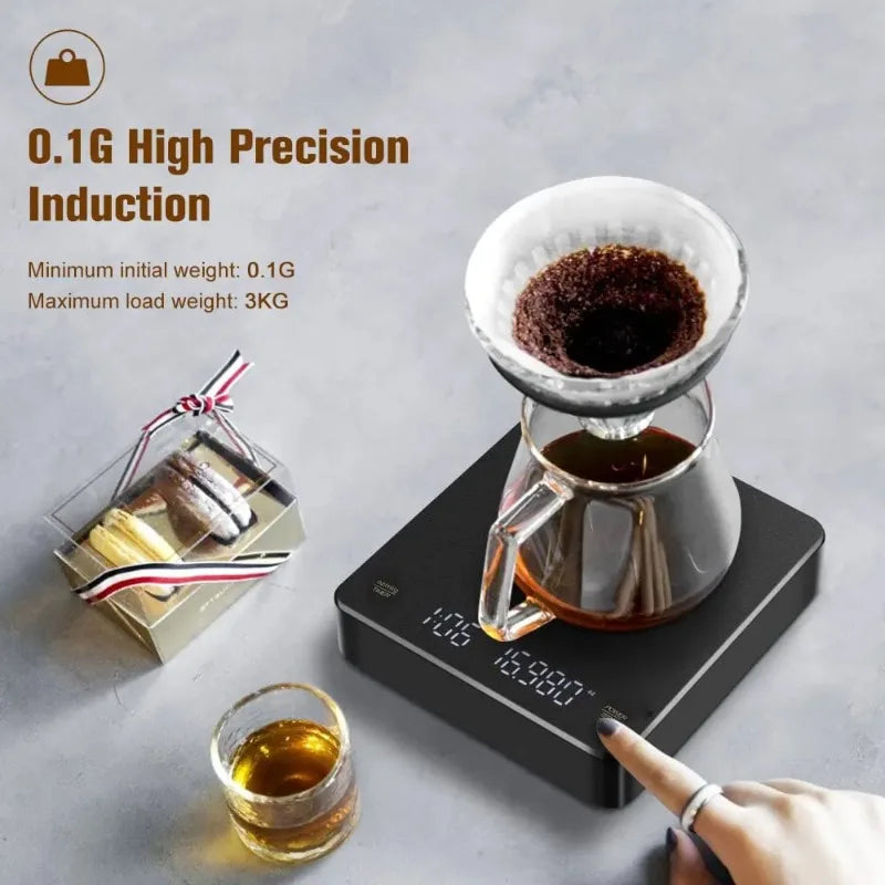 Digital Coffee Scale with Timer LED Screen Espresso USB kg MaxWeighing g High Precision Measures in Ozmlg Kitchen Scale