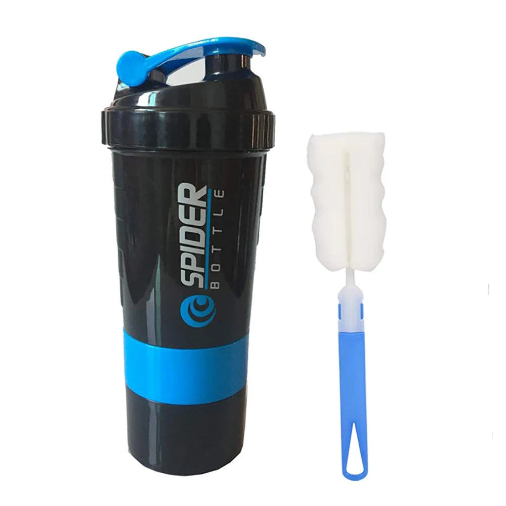 Layers Shaker Protein Bottle Powder Shake Cup Water Bottle Plastic Mixing Cup Body Building Exercise Bottle