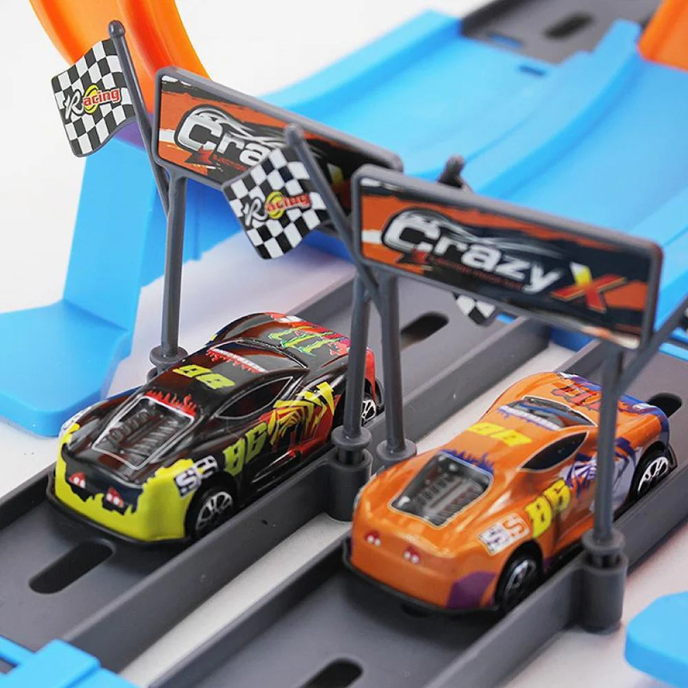 Mini Railway Racing Track Interactive Diecast Car Play Set for Kids
