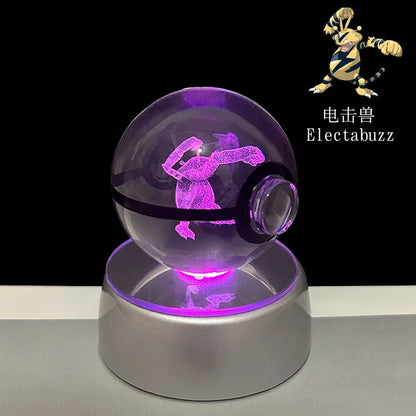 Pokemon 3D Crystal Ball LED Night Light – Pikachu, Gengar, Eevee & Mewtwo Collectible Lamp