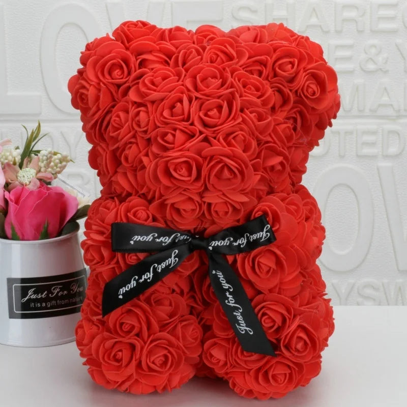 Romantic Valentine's DayCreative Eternal Flower Rose Bear Christmas Gift Rose Bear Hug Bear Wedding  Flower Decoration Gift - Zecs shopping