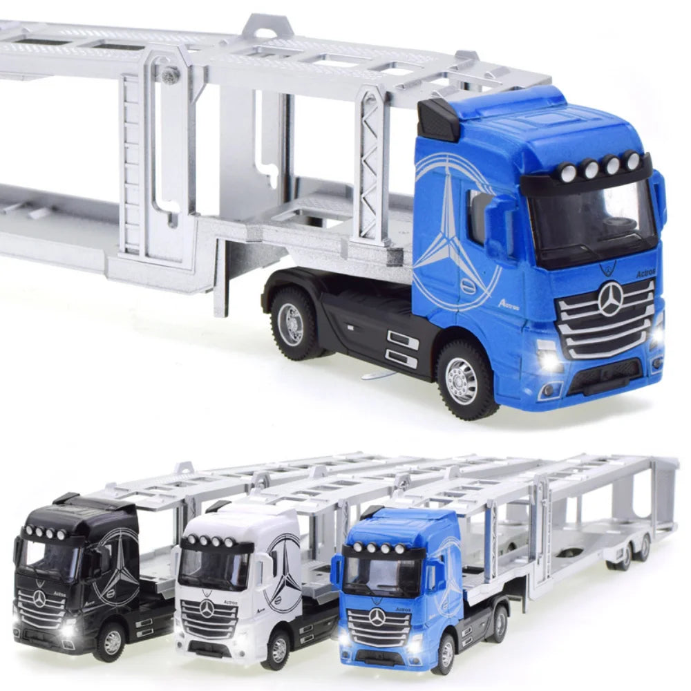 Diecast Alloy Truck Head Model Toy Container Truck Pull Back With Light Engineering Transport Vehicle Boy Toys For Children