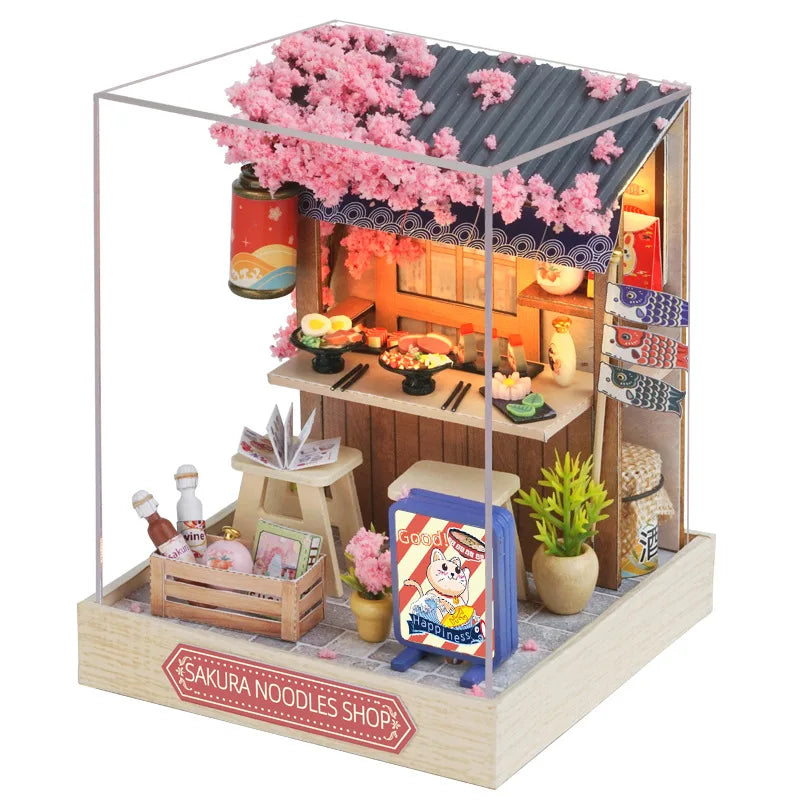 Wooden Miniature Doll House Diy Small House Kit Making Room Toys D Puzzle Assembly Building Model Toys For Birthday Gifts Fun Gift for Kids & Family