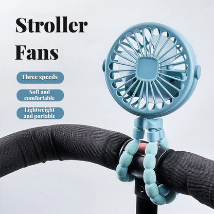 Portable Stroller Fan with Night Light – Foldable USB Cooling Fan for Baby, Home & Travel
