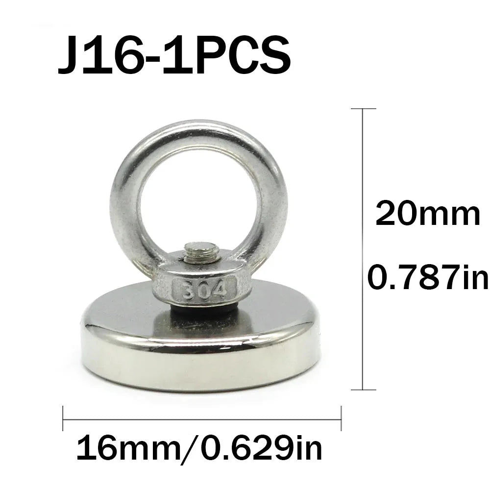 mm Neodymium Fishing Magnet Heavy Duty Rare Earth Magnet with Countersunk Hole Eyebolt Salvage Magnetic