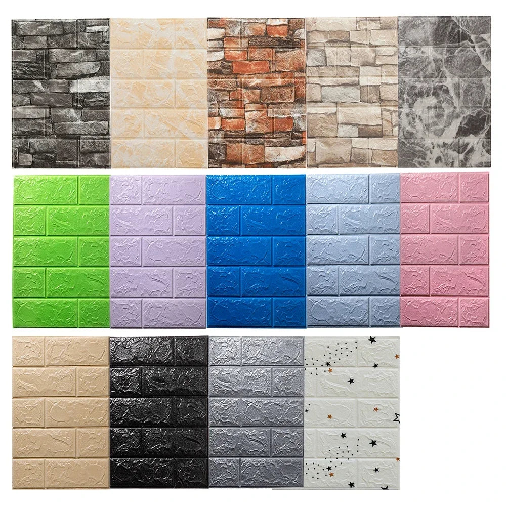 pcs Self Adhesive Decor D Foam Wall Stickers Pane Room Waterproof peel and stick Brick Wallpaper for Interior Decoration