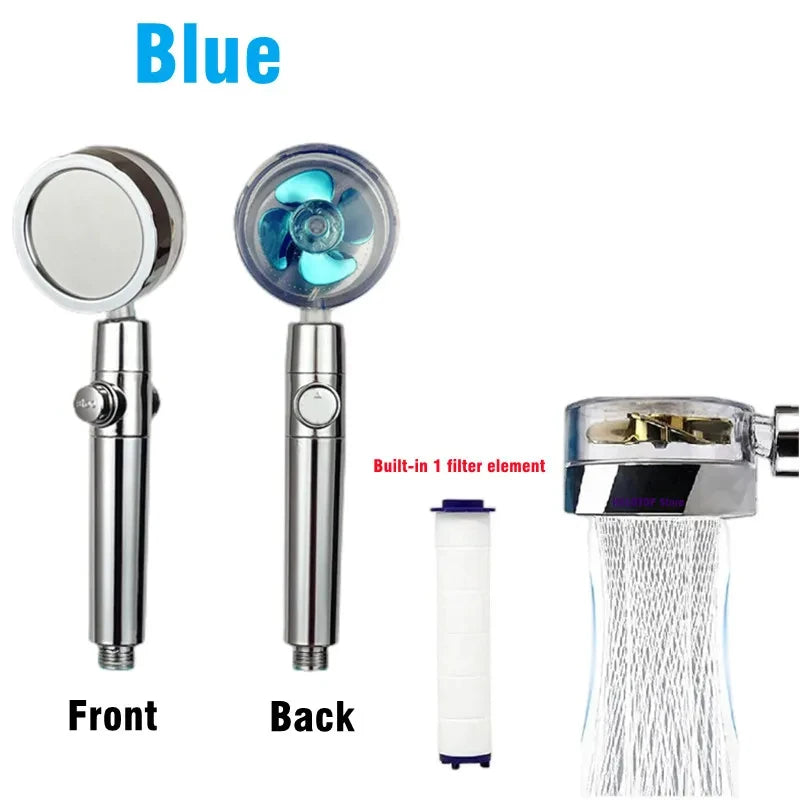 Handheld Degrees Rotation Turbo Fan Shower Head High Pressure Water Saving Spray Showerhead Filters Bathroom Accessories