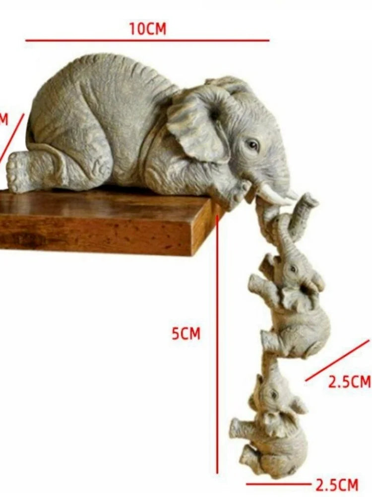 3pcs/set Cute Elephant Figurines Elephant Holding Baby Elephant Resin Crafts Home Furnishing Gift - Zecs shopping