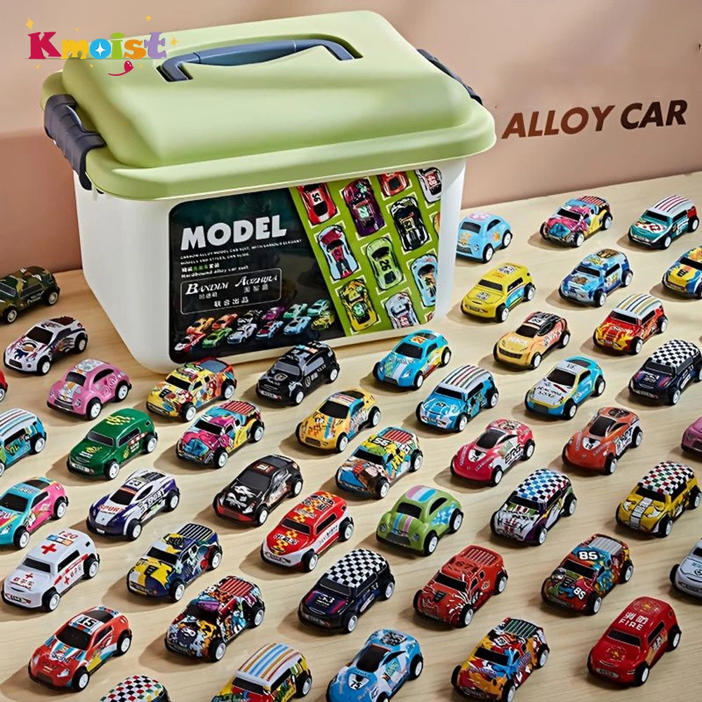 Mini Alloy Car Model Set Diecast Cars with Storage Box for Kids