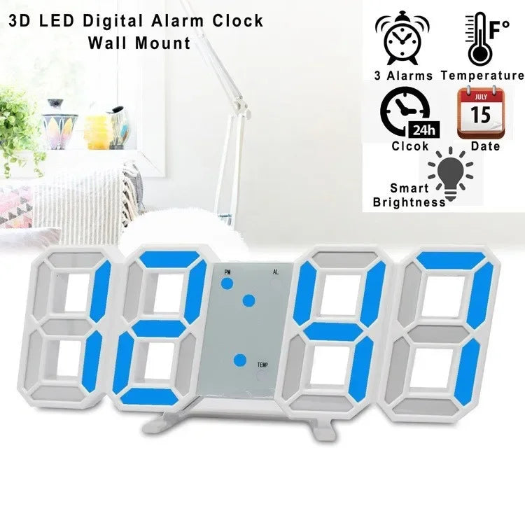 Electronic Digital Wall Clock Living Room Bedroom Decoration Decor Watches Home and Decoration Led Modern Alarm Interior Desk
