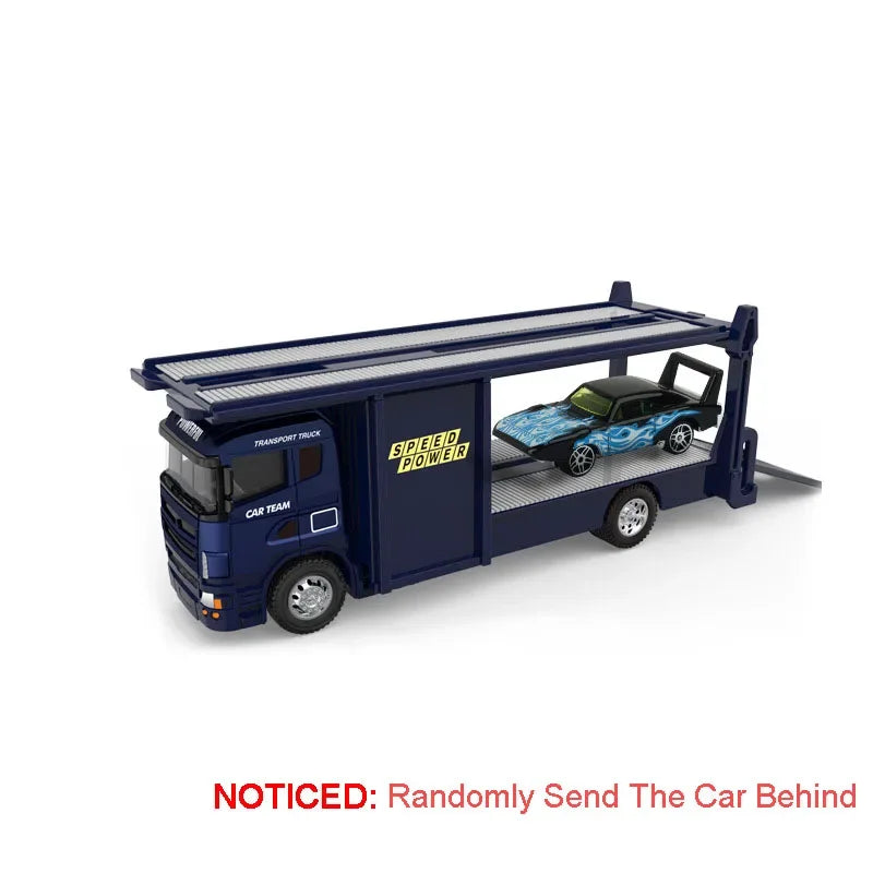 Alloy Container Trailer Pull-Back Diecast Rescue & Engineering Toy for Kids