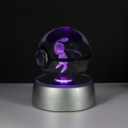 Pokemon 3D Crystal Ball LED Night Light – Pikachu, Gengar, Eevee & Mewtwo Collectible Lamp