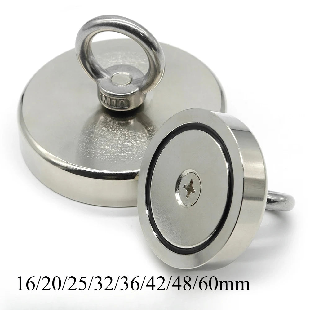 mm Neodymium Fishing Magnet Heavy Duty Rare Earth Magnet with Countersunk Hole Eyebolt Salvage Magnetic