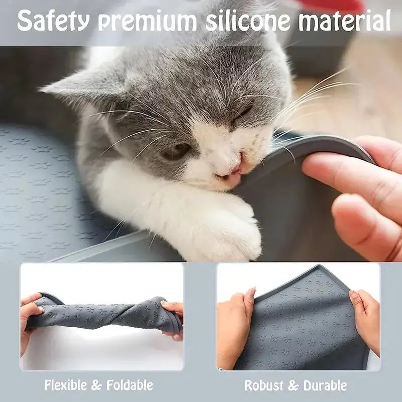 Pet Placemat Nonspill Easy to Clean Foldable Cat and Dog Feeding Mat Silicone Non-slip Waterproof Pet Mat - Zecs shopping