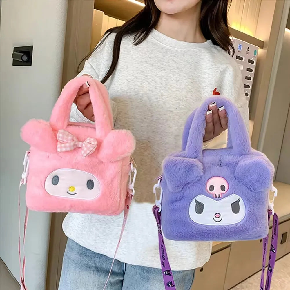 Sanrio Bag Kawaii Kuromi Cinnamoroll My Melody Cartoon Anime Plush Handbag Cosmetic Bag Travel Storage Bag Women Girl Gifts - Zecs shopping