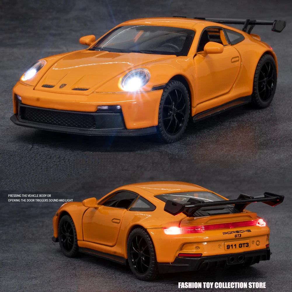 Porsche GT Alloy Car Lights Sound & Collectible Fun