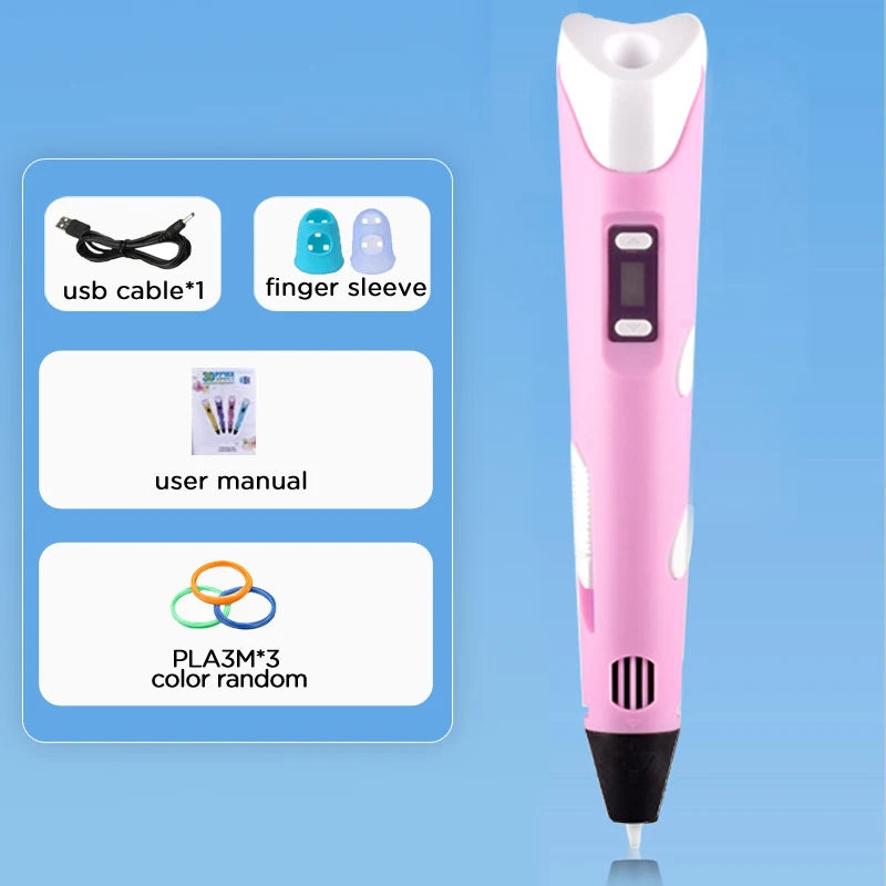 D Pen Drawing Printing Pen With LCD Screen Compatible PLA Filament Toys Safe Paiting for Children DIY Christmas Birthday Gift