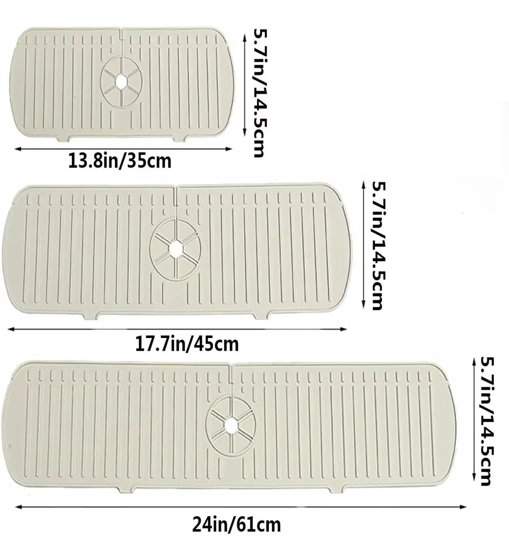 pc Kitchen Silicone Faucet Mat Water Ripples Faucet Water Catcher Mat Large Sink Splash Pad Bathroom Countertop Protector